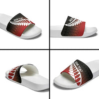 Red Silver Fern Spirit Taniko Tukutuku Personalised Slide Sandals - Polynesian Pride