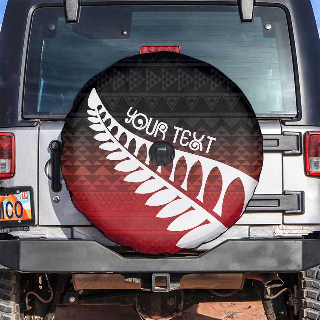 Red Silver Fern Spirit Taniko Tukutuku Personalised Spare Tire Cover LT9 Red - Polynesian Pride