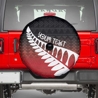 Red Silver Fern Spirit Taniko Tukutuku Personalised Spare Tire Cover