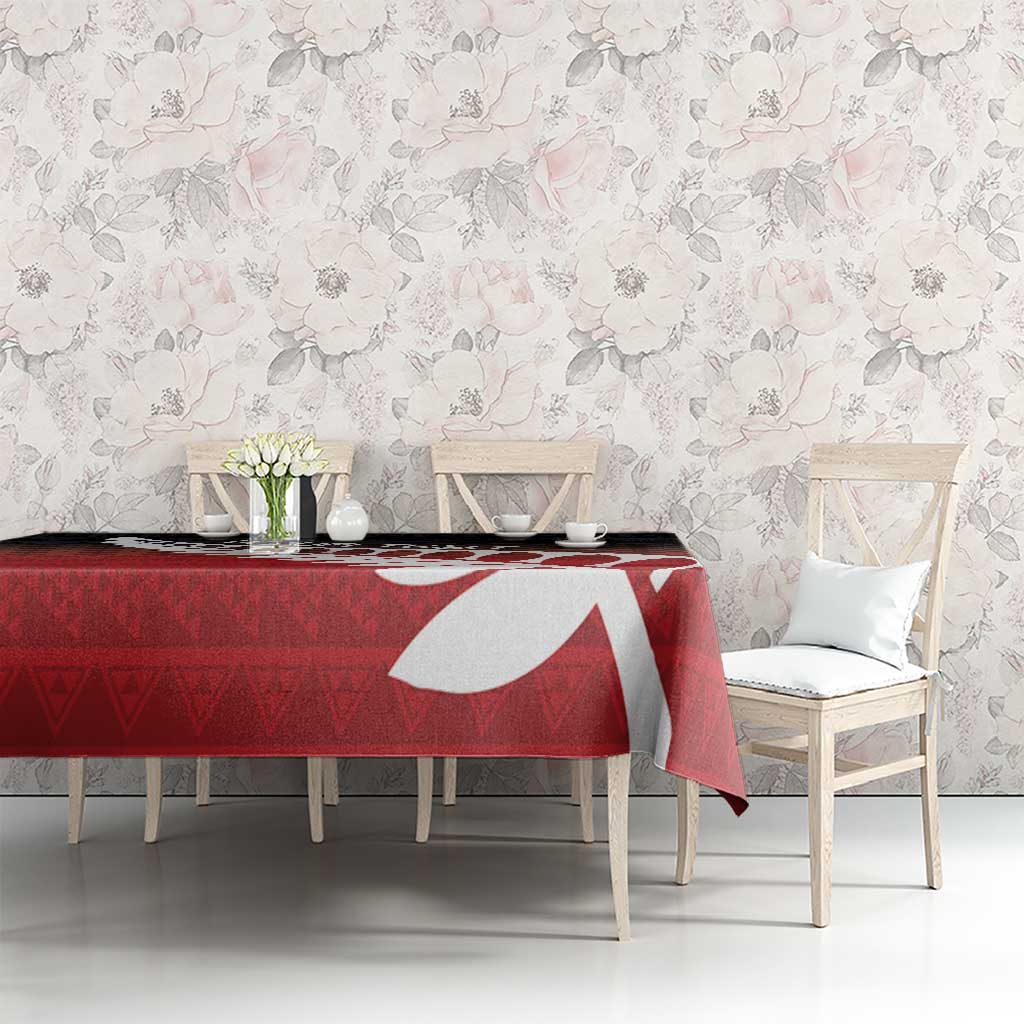 Red Silver Fern Spirit Taniko Tukutuku Personalised Tablecloth