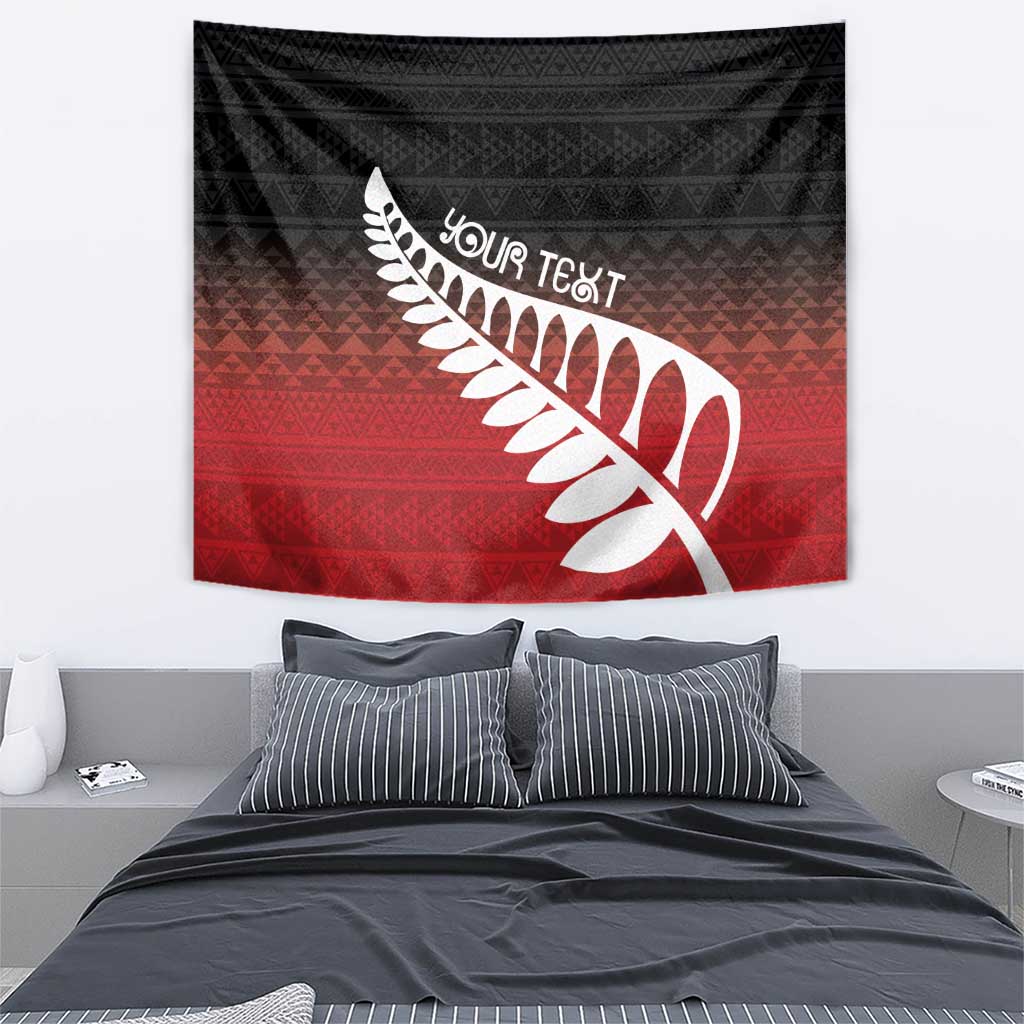 Red Silver Fern Spirit Taniko Tukutuku Personalised Tapestry