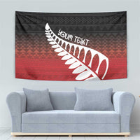 Red Silver Fern Spirit Taniko Tukutuku Personalised Tapestry