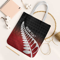 Red Silver Fern Spirit Taniko Tukutuku Personalised Tote Bag - Polynesian Pride