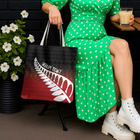 Red Silver Fern Spirit Taniko Tukutuku Personalised Tote Bag - Polynesian Pride