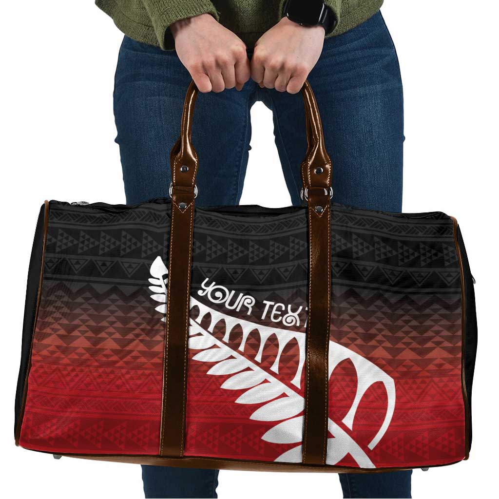 Red Silver Fern Spirit Taniko Tukutuku Personalised Travel Bag - Polynesian Pride
