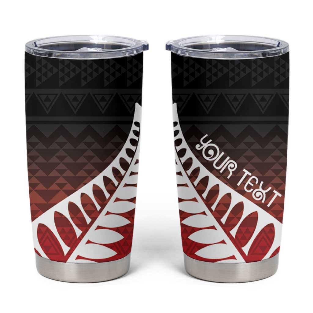 Red Silver Fern Spirit Taniko Tukutuku Personalised Tumbler Cup