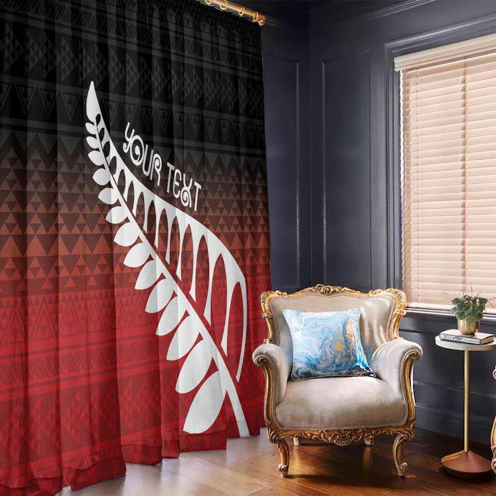 Red Silver Fern Spirit Taniko Tukutuku Personalised Window Curtain