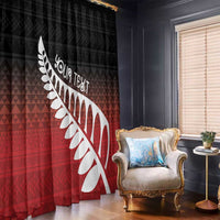 Red Silver Fern Spirit Taniko Tukutuku Personalised Window Curtain