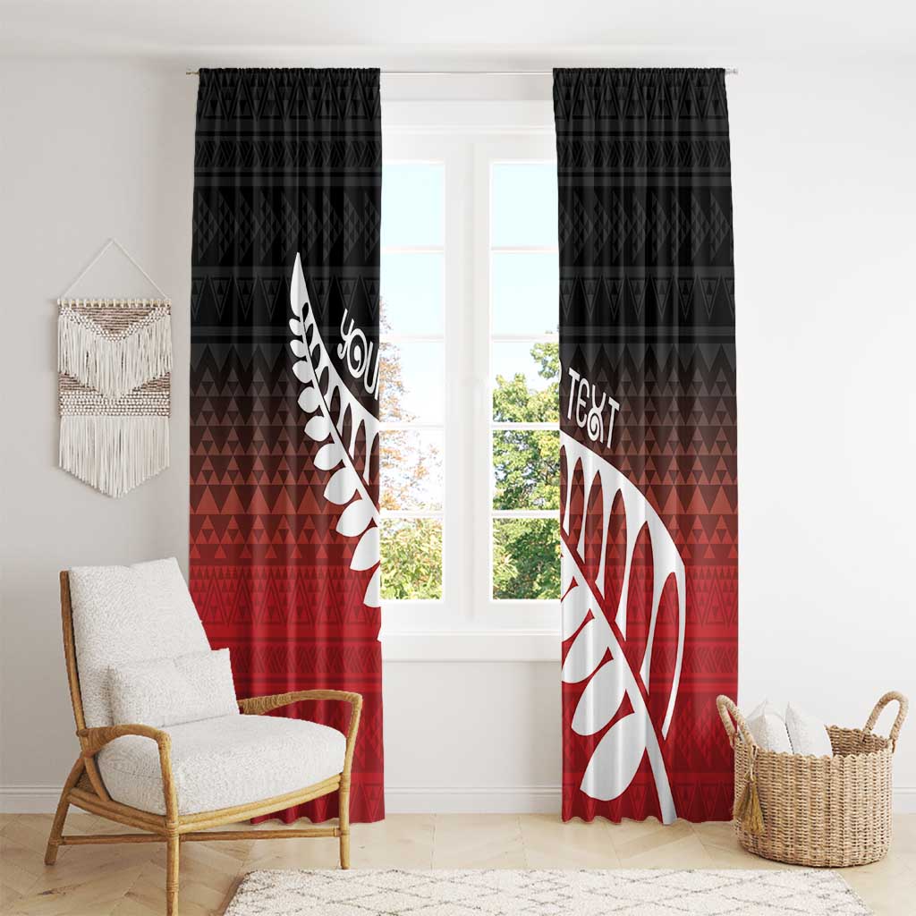 Red Silver Fern Spirit Taniko Tukutuku Personalised Window Curtain