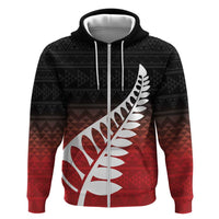 Red Silver Fern Spirit Taniko Tukutuku Personalised Zip Hoodie LT9 Zip Hoodie Red - Polynesian Pride