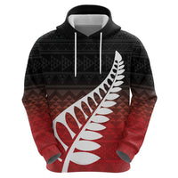 Red Silver Fern Spirit Taniko Tukutuku Personalised Zip Hoodie LT9 - Polynesian Pride