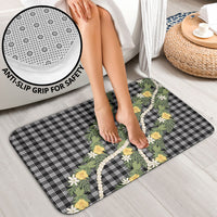 Aloha Puakenikeni Anthurium Pikake Lei Bathroom Set Black Hawaiian Palaka Pattern