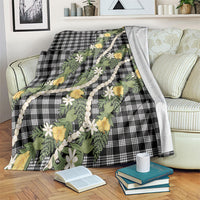 Aloha Puakenikeni Anthurium Pikake Lei Blanket Black Hawaiian Palaka Pattern