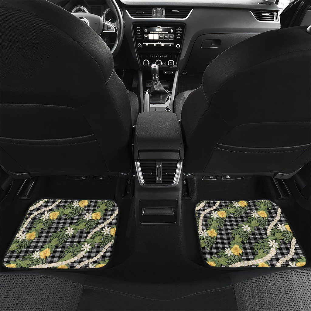 Aloha Puakenikeni Anthurium Pikake Lei Car Mats Black Hawaiian Palaka Pattern