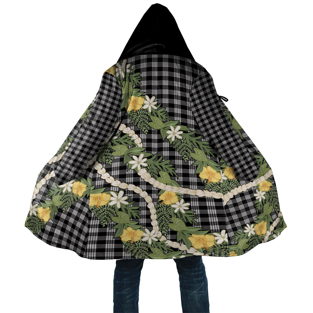 Aloha Puakenikeni Anthurium Pikake Lei Cloak Black Hawaiian Palaka Pattern