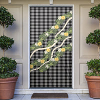 Aloha Puakenikeni Anthurium Pikake Lei Door Cover Black Hawaiian Palaka Pattern