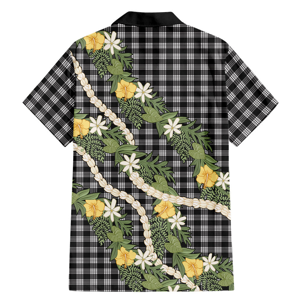 Aloha Puakenikeni Anthurium Pikake Lei Family Matching Mermaid Dress and Hawaiian Shirt Black Hawaiian Palaka Pattern