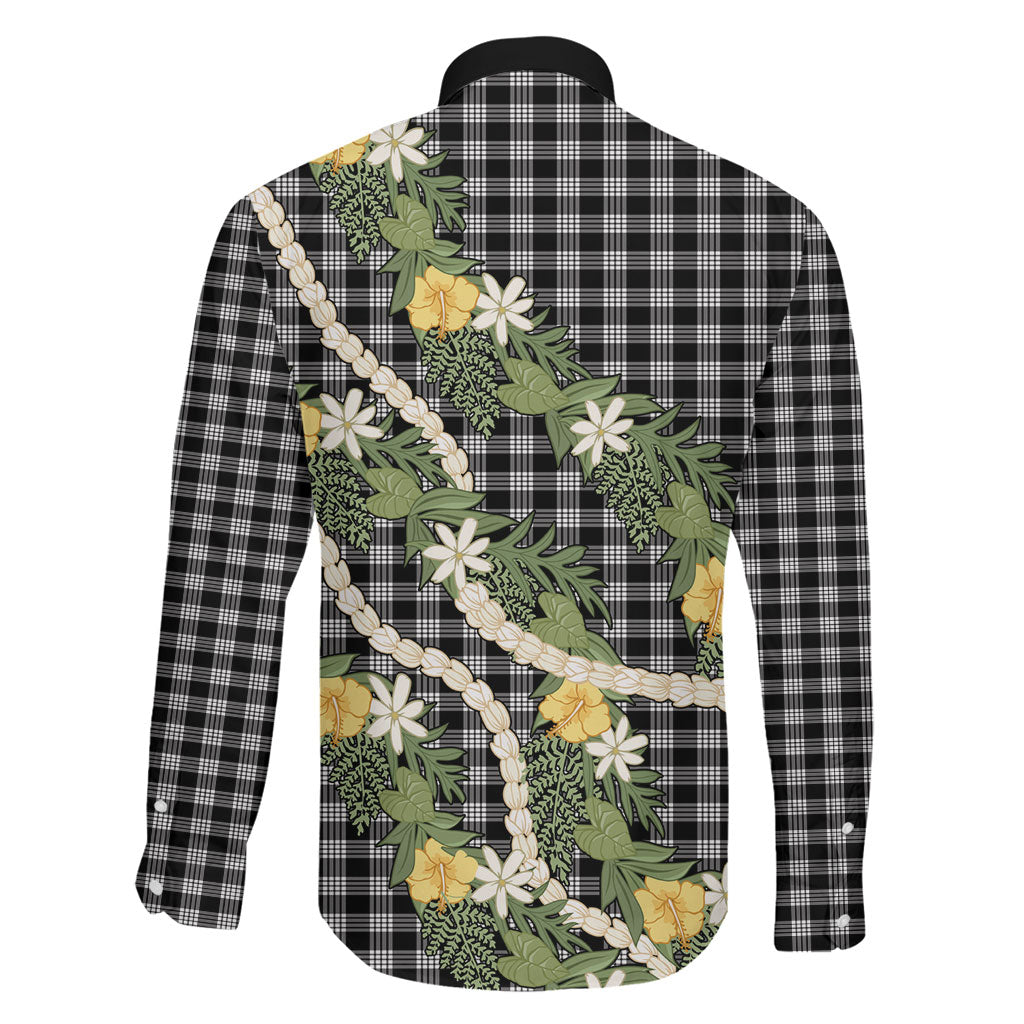 Aloha Puakenikeni Anthurium Pikake Lei Family Matching Mermaid Dress and Hawaiian Shirt Black Hawaiian Palaka Pattern