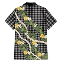 Aloha Puakenikeni Anthurium Pikake Lei Family Matching Tank Maxi Dress and Hawaiian Shirt Black Hawaiian Palaka Pattern