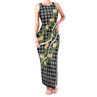 Aloha Puakenikeni Anthurium Pikake Lei Family Matching Tank Maxi Dress and Hawaiian Shirt Black Hawaiian Palaka Pattern