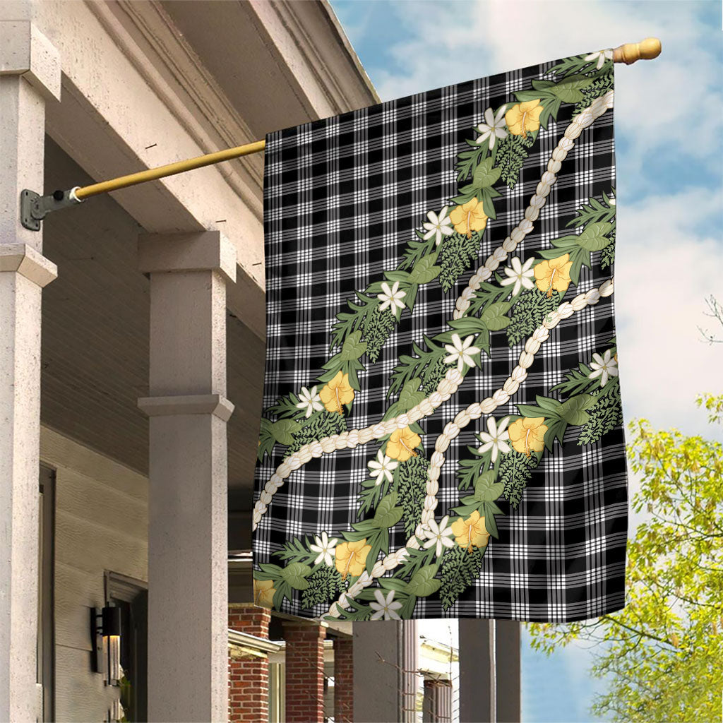 Aloha Puakenikeni Anthurium Pikake Lei Garden Flag Black Hawaiian Palaka Pattern LT9 House Flag Black - Polynesian Pride