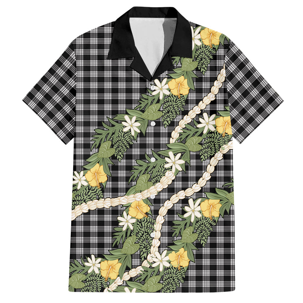 Aloha Puakenikeni Anthurium Pikake Lei Hawaiian Shirt Black Hawaiian Palaka Pattern