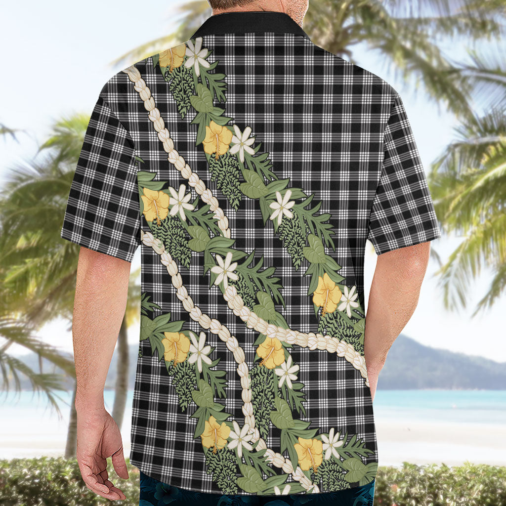 Aloha Puakenikeni Anthurium Pikake Lei Hawaiian Shirt Black Hawaiian Palaka Pattern