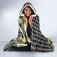 Aloha Puakenikeni Anthurium Pikake Lei Hooded Blanket Black Hawaiian Palaka Pattern