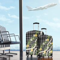 Aloha Puakenikeni Anthurium Pikake Lei Luggage Cover Black Hawaiian Palaka Pattern