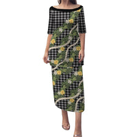 Aloha Puakenikeni Anthurium Pikake Lei Puletasi Black Hawaiian Palaka Pattern