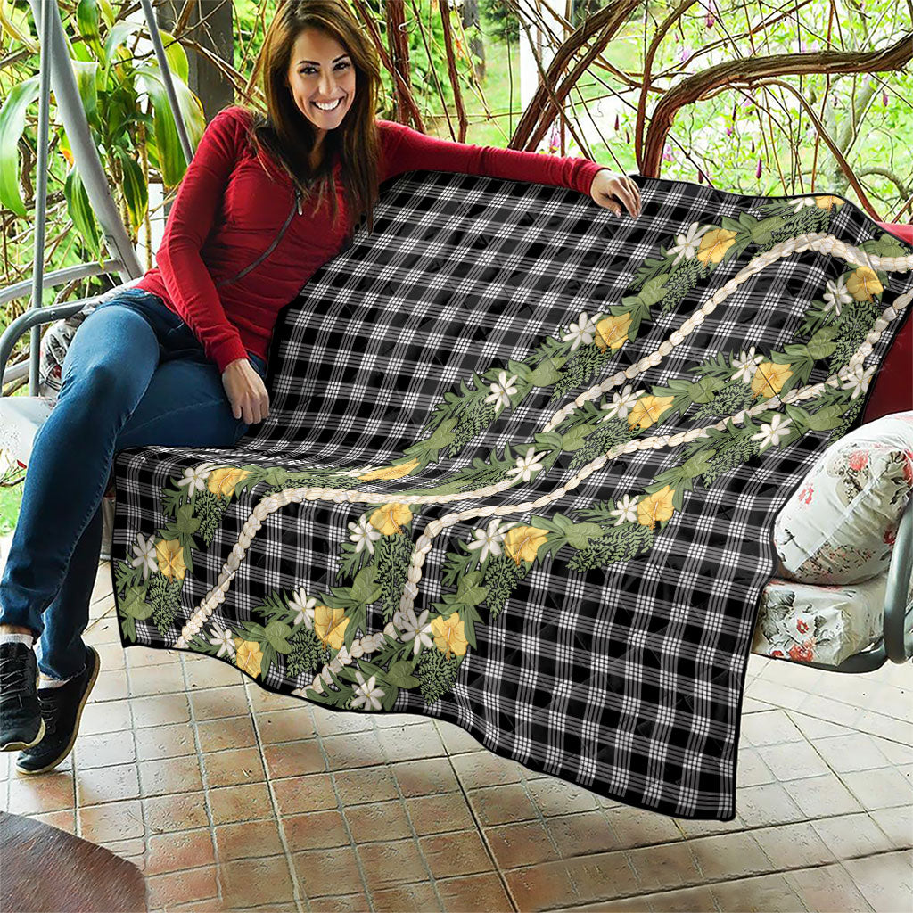 Aloha Puakenikeni Anthurium Pikake Lei Quilt Black Hawaiian Palaka Pattern