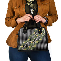Aloha Puakenikeni Anthurium Pikake Lei Shoulder Handbag Black Hawaiian Palaka Pattern