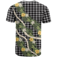 Aloha Puakenikeni Anthurium Pikake Lei T Shirt Black Hawaiian Palaka Pattern