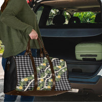 Aloha Puakenikeni Anthurium Pikake Lei Travel Bag Black Hawaiian Palaka Pattern