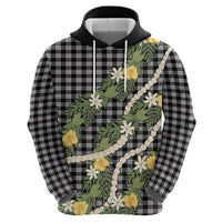 Aloha Puakenikeni Anthurium Pikake Lei Zip Hoodie Black Hawaiian Palaka Pattern