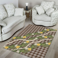 Aloha Puakenikeni Anthurium Pikake Lei Area Rug Chocolate Hawaiian Palaka Pattern