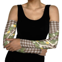 Aloha Puakenikeni Anthurium Pikake Lei Arm Sleeves Chocolate Hawaiian Palaka Pattern