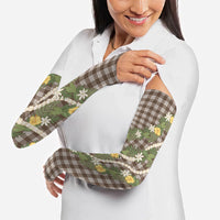 Aloha Puakenikeni Anthurium Pikake Lei Arm Sleeves Chocolate Hawaiian Palaka Pattern