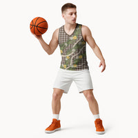 Aloha Puakenikeni Anthurium Pikake Lei Basketball Jersey Chocolate Hawaiian Palaka Pattern