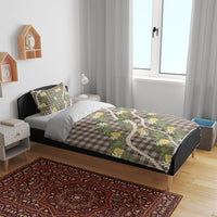 Aloha Puakenikeni Anthurium Pikake Lei Bedding Set Chocolate Hawaiian Palaka Pattern