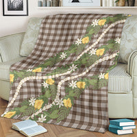 Aloha Puakenikeni Anthurium Pikake Lei Blanket Chocolate Hawaiian Palaka Pattern