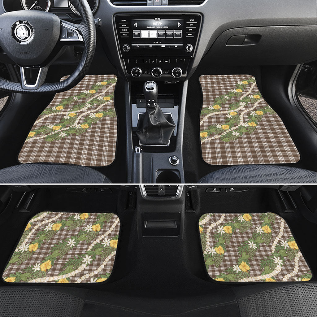 Aloha Puakenikeni Anthurium Pikake Lei Car Mats Chocolate Hawaiian Palaka Pattern