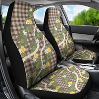 Aloha Puakenikeni Anthurium Pikake Lei Car Seat Cover Chocolate Hawaiian Palaka Pattern