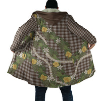 Aloha Puakenikeni Anthurium Pikake Lei Cloak Chocolate Hawaiian Palaka Pattern