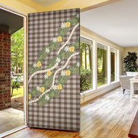 Aloha Puakenikeni Anthurium Pikake Lei Door Cover Chocolate Hawaiian Palaka Pattern
