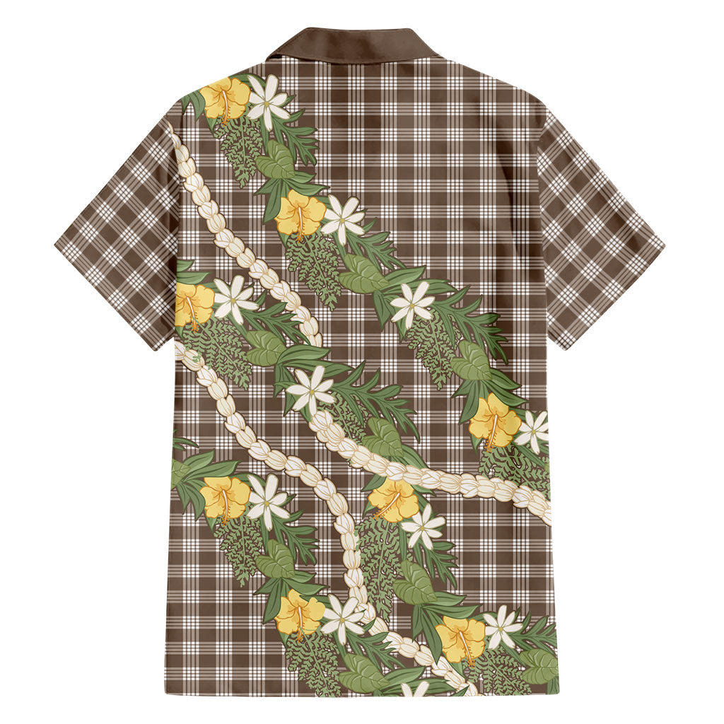 Aloha Puakenikeni Anthurium Pikake Lei Family Matching Tank Maxi Dress and Hawaiian Shirt Chocolate Hawaiian Palaka Pattern
