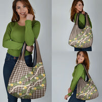 Aloha Puakenikeni Anthurium Pikake Lei Grocery Bag Chocolate Hawaiian Palaka Pattern