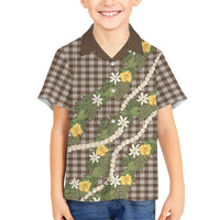 Aloha Puakenikeni Anthurium Pikake Lei Hawaiian Shirt Chocolate Hawaiian Palaka Pattern