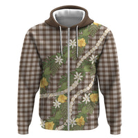 Aloha Puakenikeni Anthurium Pikake Lei Hoodie Chocolate Hawaiian Palaka Pattern