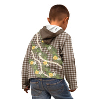 Aloha Puakenikeni Anthurium Pikake Lei Kid Hoodie Chocolate Hawaiian Palaka Pattern